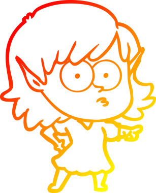 Bir insan tarafından çizilmiş, çizgi film karakteri bir elf kızı çizimi.