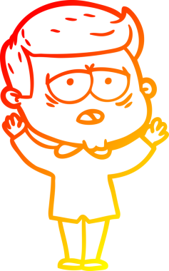 Bir insan tarafından çizilmiş, yorgun bir adamın çizgi çizimi.