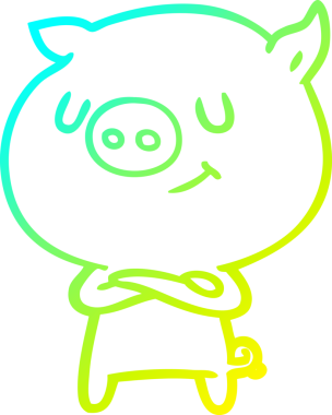 Bir insan tarafından çizilmiş mutlu çizgi film domuzu çizimi.