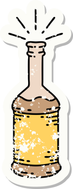 Bir insan tarafından çizilmiş dövme stili bira şişesinin eski etiketi.