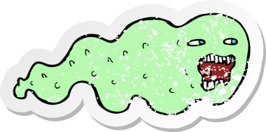 Bir insan tarafından çizilmiş karikatür bir hayaletin gerilmiş çıkartması.