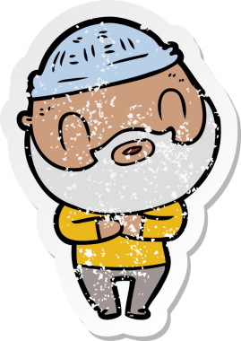 Bir insan tarafından çizilmiş sakallı bir adamın sıkıntılı çıkartması.