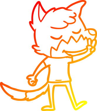 Bir insan tarafından çizilmiş dost canlısı bir tilkinin sıcak çizgi çizimi