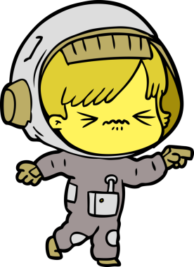 Bir insan tarafından çizilmiş kızgın uzay kızı.