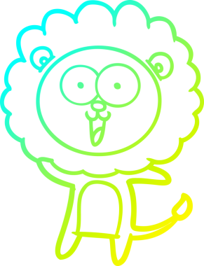 Bir insan tarafından çizilmiş mutlu çizgi film aslanı çizimi.