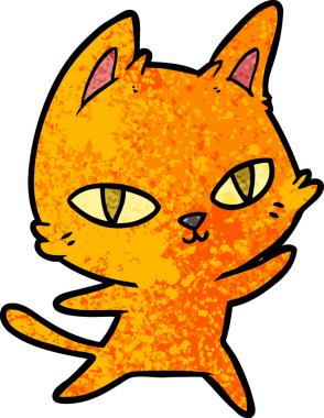 Bir insan tarafından çizilmiş çizgi film kedisi.