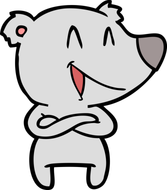 Bir insan tarafından çizilmiş gülen ayı çizgi filmi.