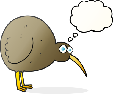 Bir insan tarafından çizilmiş serbest çizim balon karikatür kivi kuşu