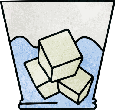 Bir insan tarafından çizilmiş garip bir karikatür viski ve buz.