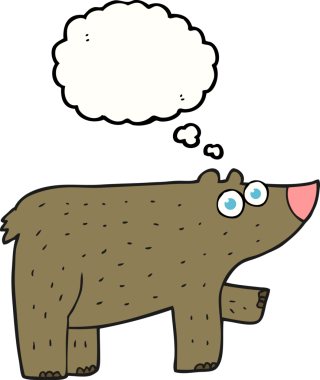 Bir insan tarafından çizilmiş serbest çizim balon karikatür ayısı.