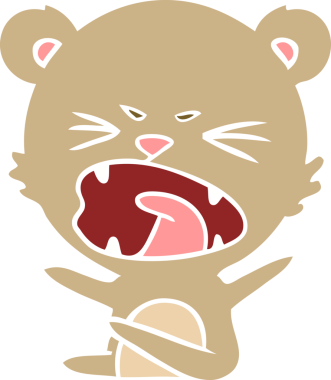 kızgın düz renkli çizgi film ayısı bir insan tarafından çizilmiş.