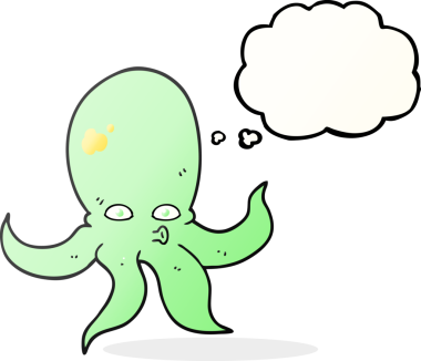 Bir insan tarafından çizilmiş serbest çizim baloncuk ahtapot.