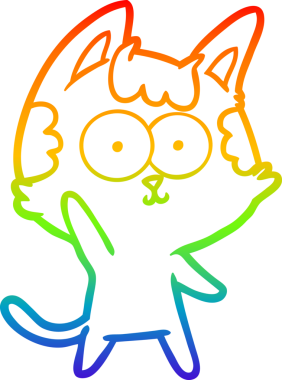 gökkuşağı gradyan çizimi mutlu çizgi film kedisi bir insan tarafından çizildi