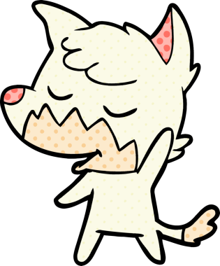 Bir insan tarafından çizilmiş dost canlısı çizgi film tilkisi