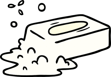 Bir insan tarafından çizilmiş köpüklü sabunun el çizimi karikatürü