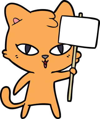 Bir insan tarafından çizilmiş çizgi film kedisi.