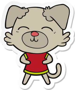 Bir insan tarafından çizilmiş bir köpeğin çıkartması.