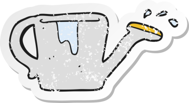 Bir insan tarafından çizilmiş karikatür sulama kutusunun gerilemiş yapıştırması.