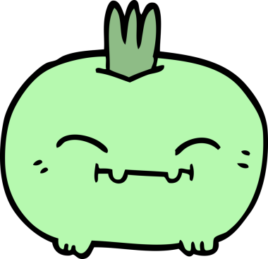 Bir insan tarafından çizilmiş mutlu kök sebze karalaması.