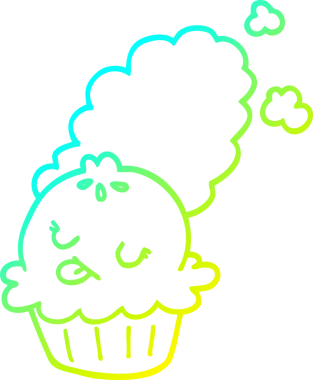 Bir insan tarafından çizilmiş tatlı bir turtanın soğuk gradyan çizimi