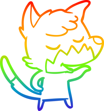 Bir insan tarafından çizilmiş dost bir tilkinin çizdiği gökkuşağı gradyan çizgisi.