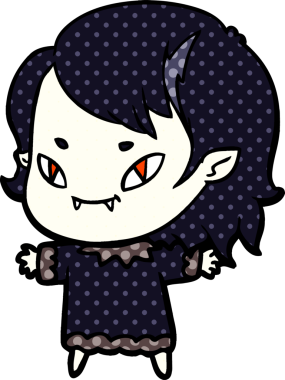 Bir insan tarafından çizilmiş çizgi film dostu vampir kız.