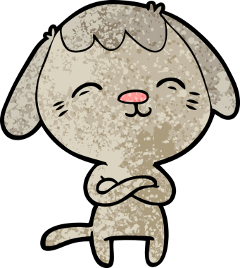 Bir insan tarafından çizilmiş mutlu çizgi film köpeği.