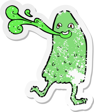 Bir insan tarafından çizilmiş komik balçık canavarının gerici, sıkıntılı çıkartması.