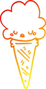 Bir insan tarafından çizilmiş karikatür dondurmasının sıcak çizgi çizimi