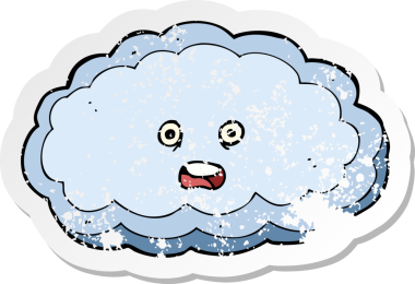 Bir insan tarafından çizilmiş karikatür dekoratif bulutunun gerilemiş yapıştırması.