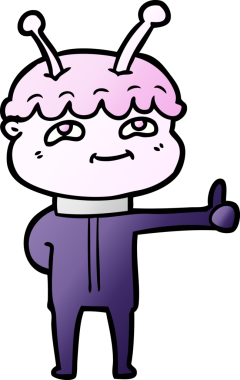 Bir insan tarafından çizilmiş dost canlısı çizgi film uzay adamı.