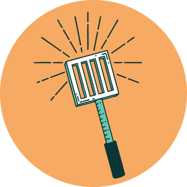 Bir insan tarafından çizilmiş dövme stili mutfak spatulasının simgesi