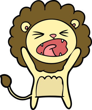 Bir insan tarafından çizilmiş çizgi film aslanı.