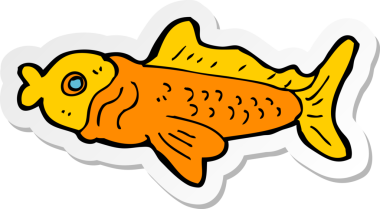 Bir insan tarafından çizilmiş komik bir balığın çıkartması.