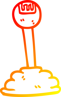 Bir insan tarafından çizilmiş çizgi film vites çubuğunun sıcak gradyan çizimi