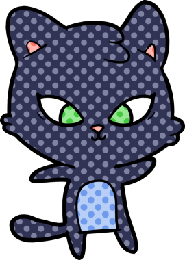 Bir insan tarafından çizilmiş sevimli çizgi film kedisi.