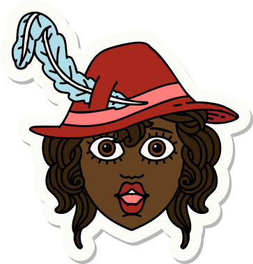 Bir insan tarafından çizilmiş bir ozan karakterinin çıkartması.