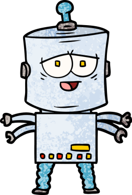 Bir insan tarafından çizilmiş çizgi film robotu