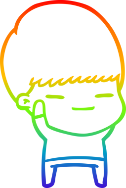 Gökkuşağı gradyan çizgi çizimi bir insan tarafından çizilmiş kendini beğenmiş bir çocuk.