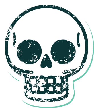 Bir insan tarafından çizilmiş bir kafatasının sembolik dövmeli görüntüsü.