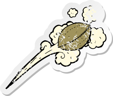 Bir insanın çizdiği futbol çizgi filminin gerilimli retro yapıştırması.