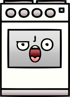 Bir insan tarafından çizilmiş mutfak fırınının gölgelenmiş karikatürü.