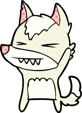 Bir insan tarafından çizilmiş kızgın kurt çizgi filmi.