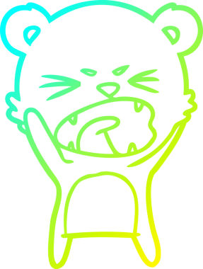 Kızgın bir çizgi film ayısının insan tarafından çizilmiş bir bağırış çizgisi.