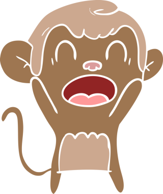 Bir insan tarafından çizilmiş düz renkli çizgi film maymunu