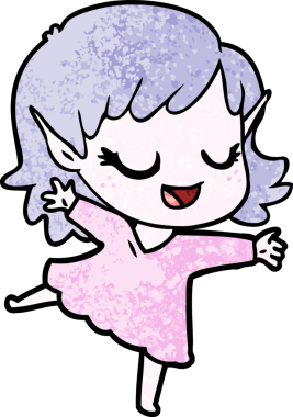 Bir insan tarafından çizilmiş mutlu elf kızı.