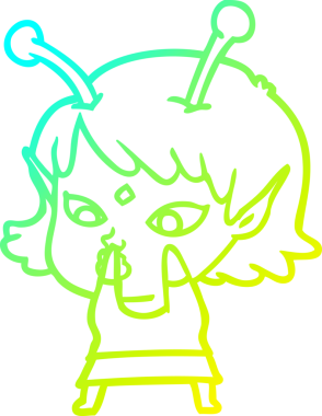 Bir insan tarafından çizilmiş güzel bir uzaylı kız çizimi.