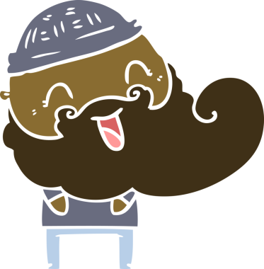 Bir insan tarafından çizilmiş mutlu sakallı adam.