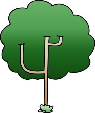 bir insan tarafından çizilmiş gölgelenmiş tuhaf karikatür ağacı