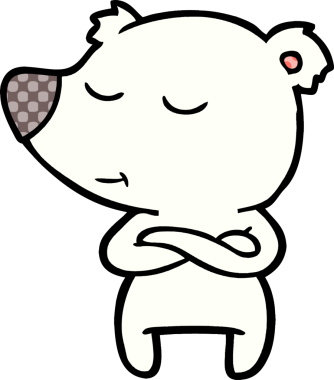 Bir insan tarafından çizilmiş mutlu kutup ayısı karikatürü